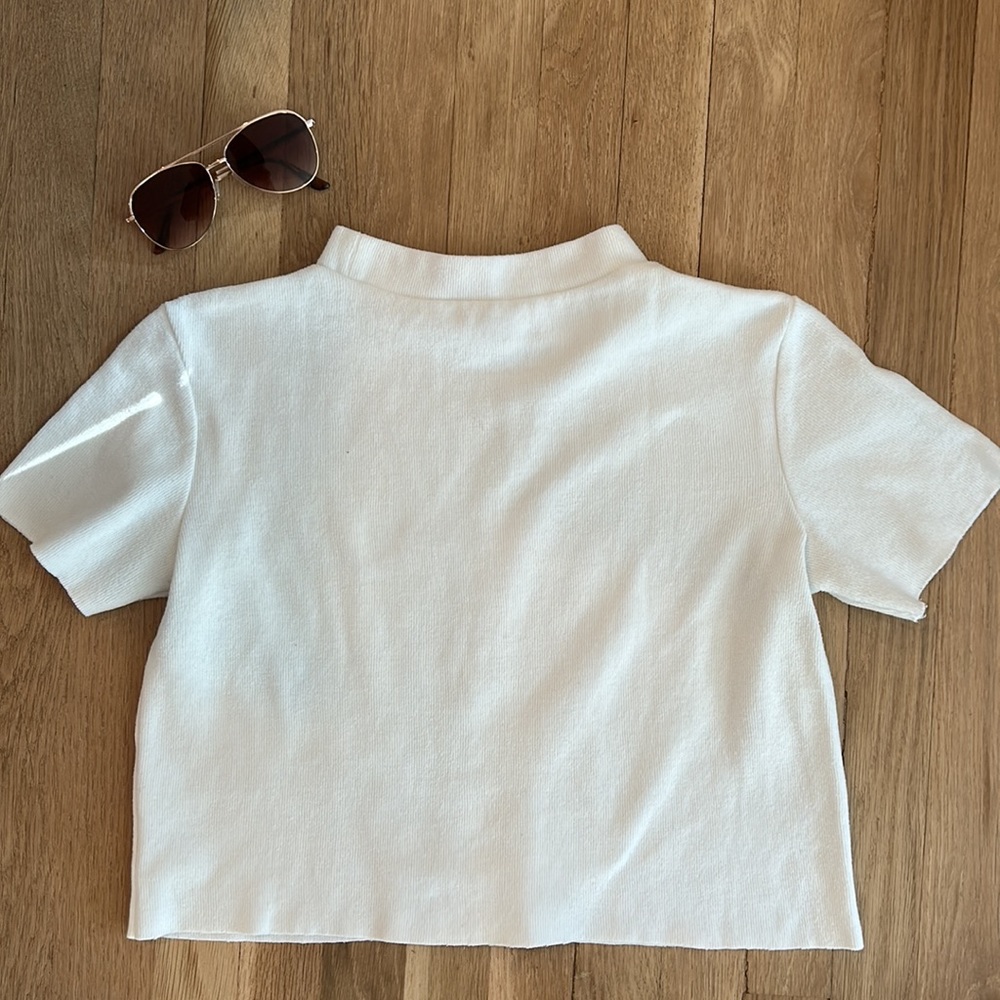 ZARA Trafaluc mock turtleneck, white crop top, US size medium